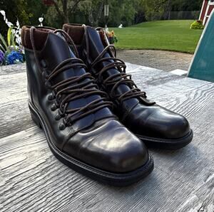 GUCCI Brown Leather Lace-Up Ankle Boot Round Toe Solid Women’s 8.5